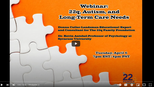 22q, Autism, and Long Term Care Needs Webinar SD 480p image